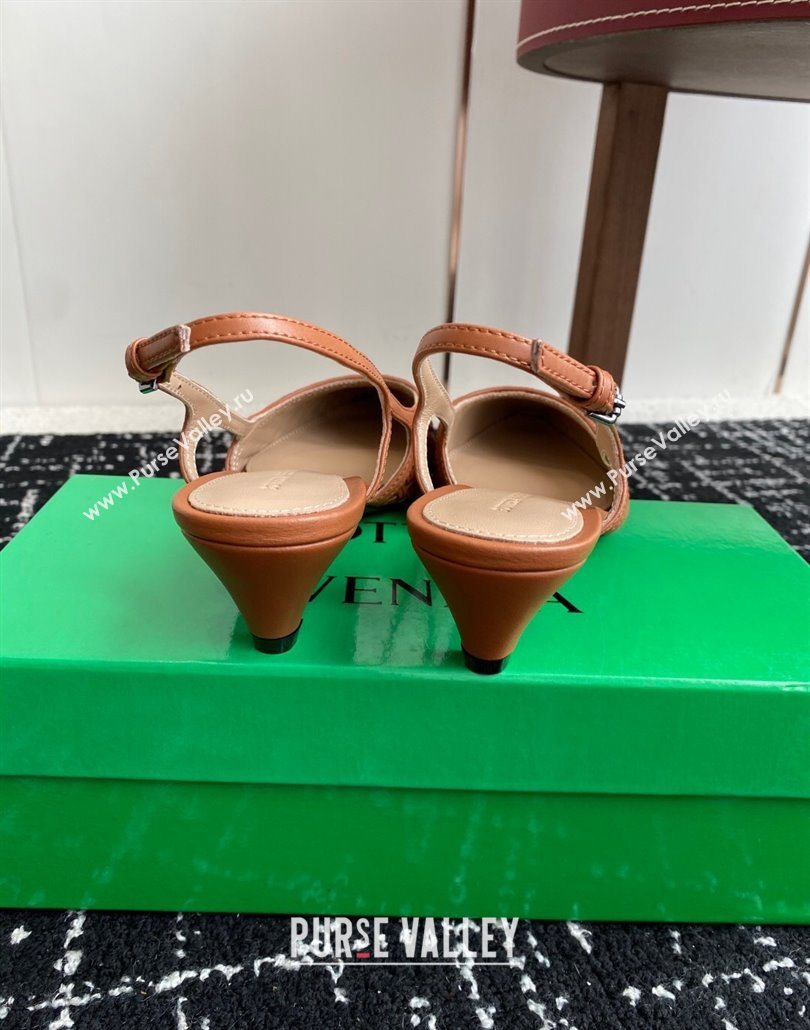 Bottega Veneta Intrecciato Leather Slingback Pumps 4.5cm Brown 2025 BV060401 (syt-250604008)