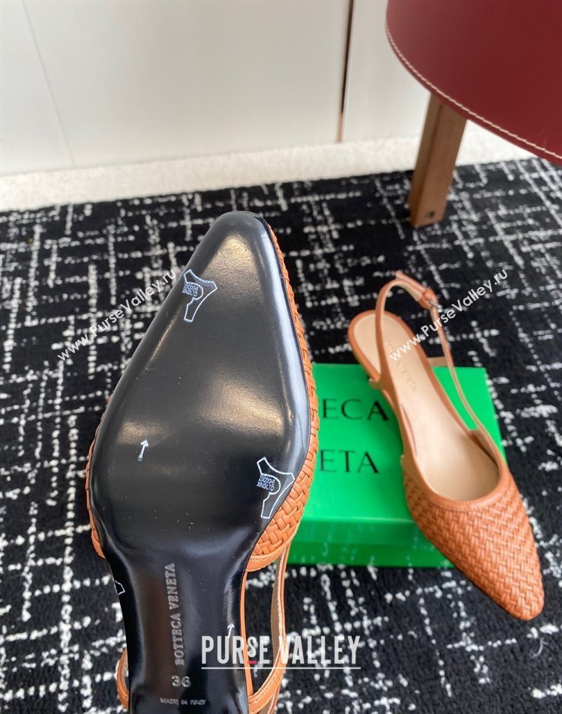Bottega Veneta Intrecciato Leather Slingback Pumps 4.5cm Brown 2025 BV060401 (syt-250604008)