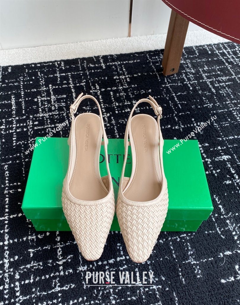 Bottega Veneta Intrecciato Leather Slingback Pumps 4.5cm Nude 2025 BV060401 (syt-250604009)