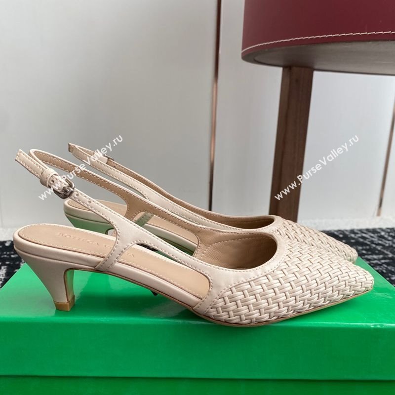 Bottega Veneta Intrecciato Leather Slingback Pumps 4.5cm Nude 2025 BV060401 (syt-250604009)