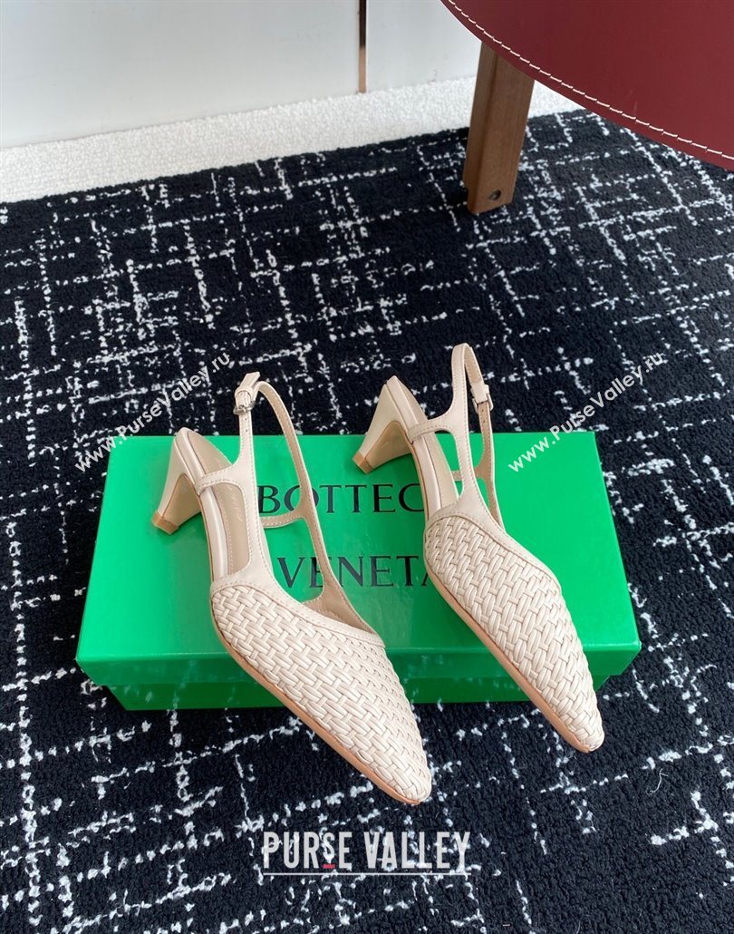 Bottega Veneta Intrecciato Leather Slingback Pumps 4.5cm Nude 2025 BV060401 (syt-250604009)
