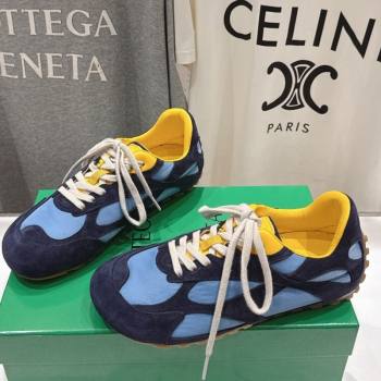 Bottega Veneta Orbit Flash Sneakers in Suede and Nylon Blue 2025 838384 (MD-250604039)