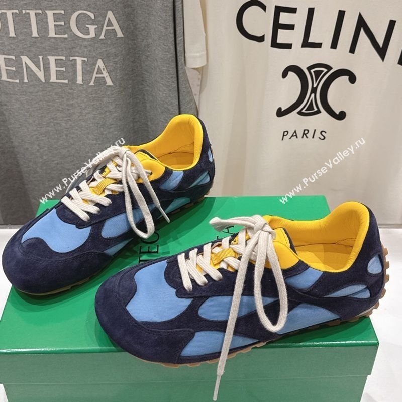 Bottega Veneta Orbit Flash Sneakers in Suede and Nylon Blue 2025 838384 (MD-250604039)