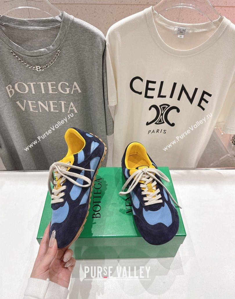 Bottega Veneta Orbit Flash Sneakers in Suede and Nylon Blue 2025 838384 (MD-250604039)