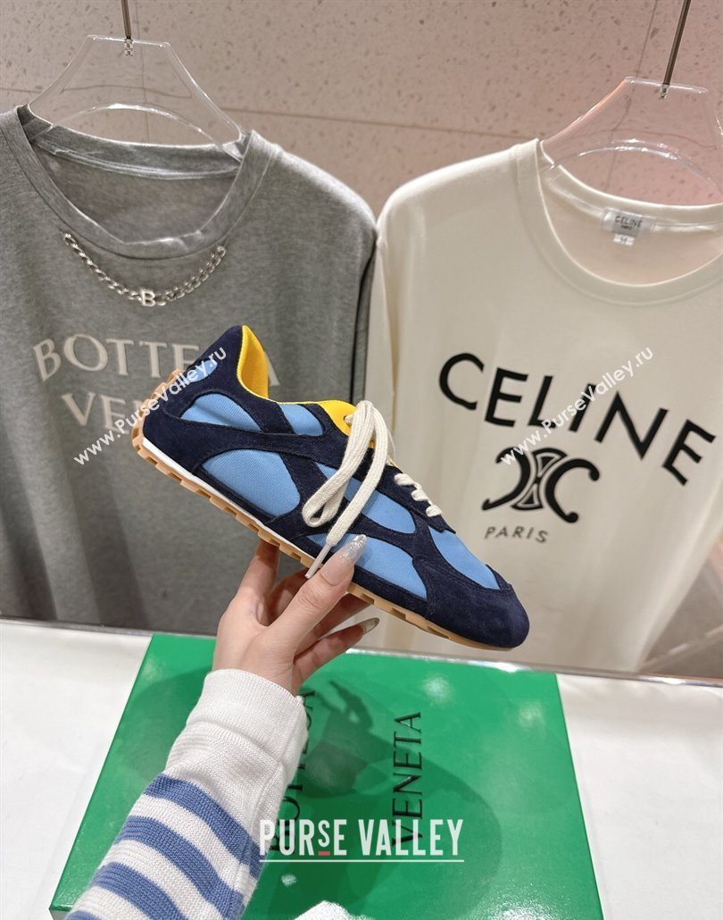 Bottega Veneta Orbit Flash Sneakers in Suede and Nylon Blue 2025 838384 (MD-250604039)