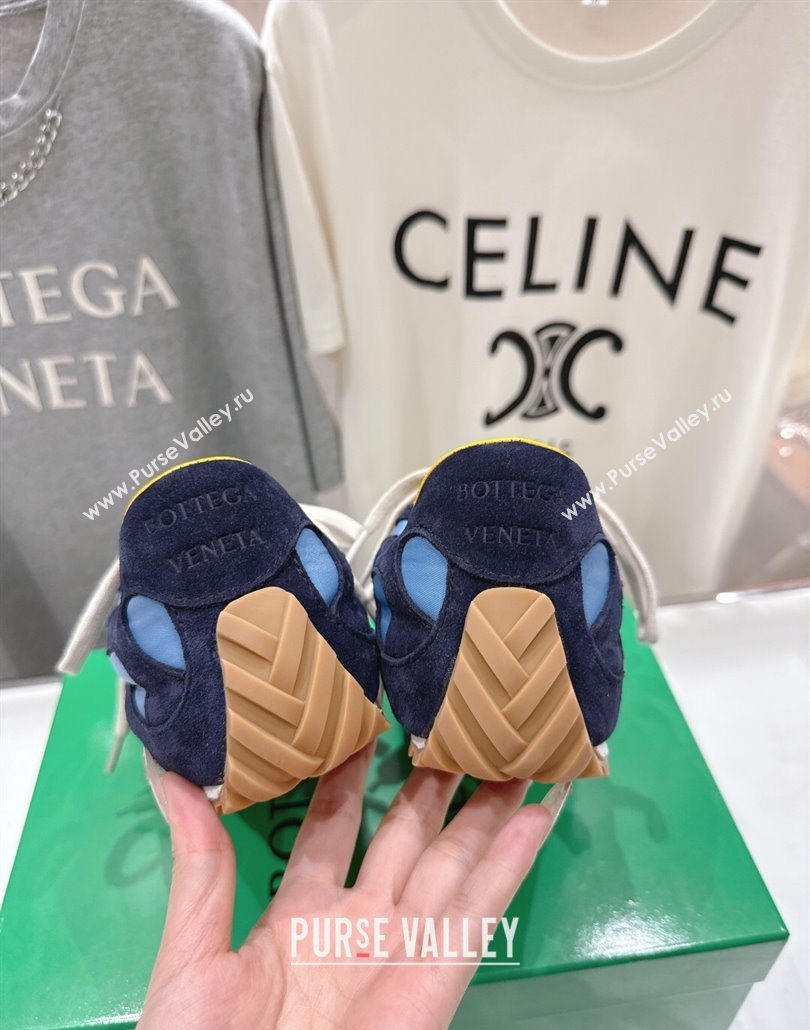 Bottega Veneta Orbit Flash Sneakers in Suede and Nylon Blue 2025 838384 (MD-250604039)