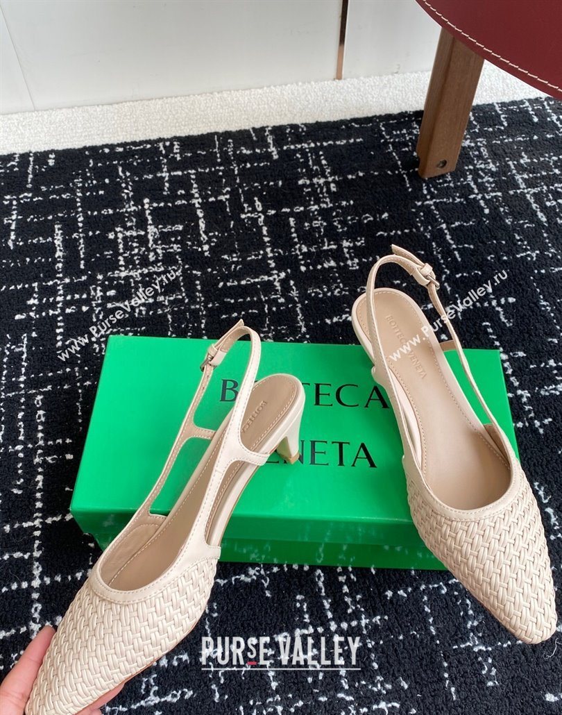 Bottega Veneta Intrecciato Leather Slingback Pumps 4.5cm Nude 2025 BV060401 (syt-250604009)