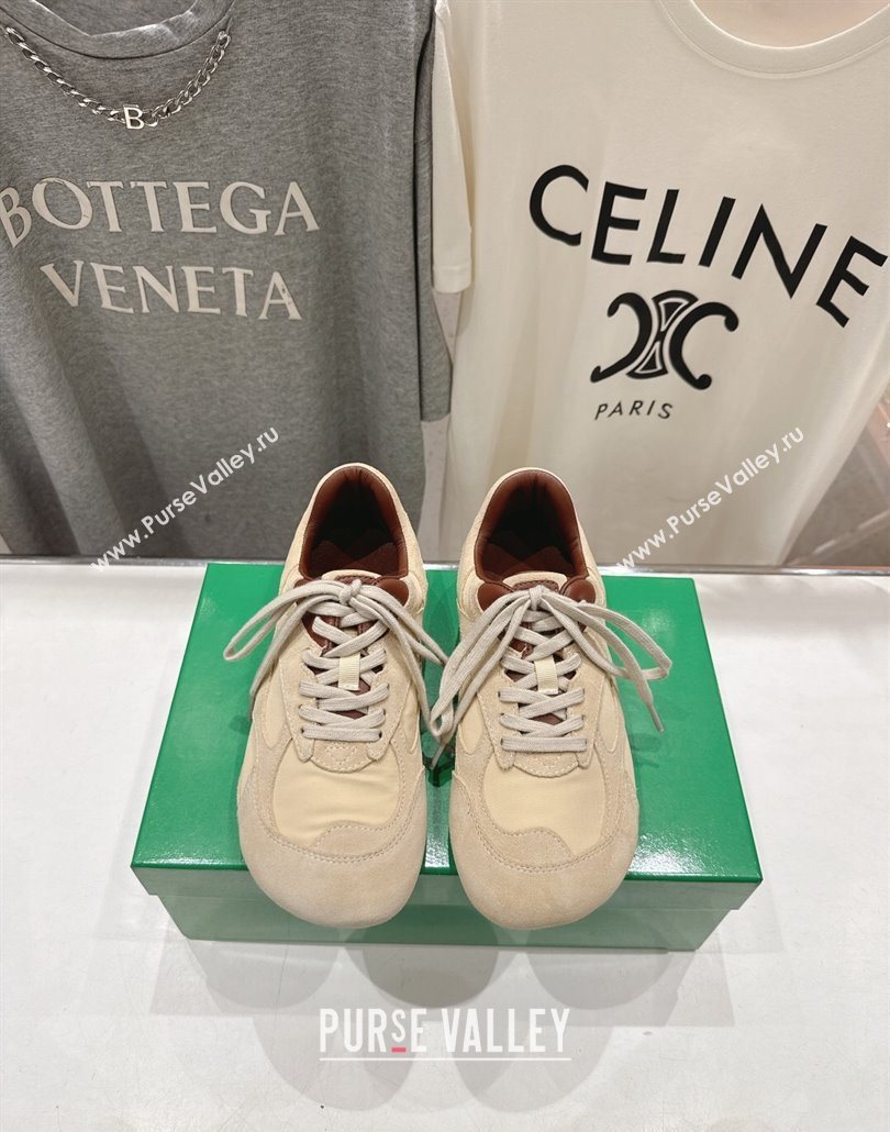 Bottega Veneta Orbit Flash Sneakers in Suede and Nylon Beige 2025 838384 (MD-250604040)