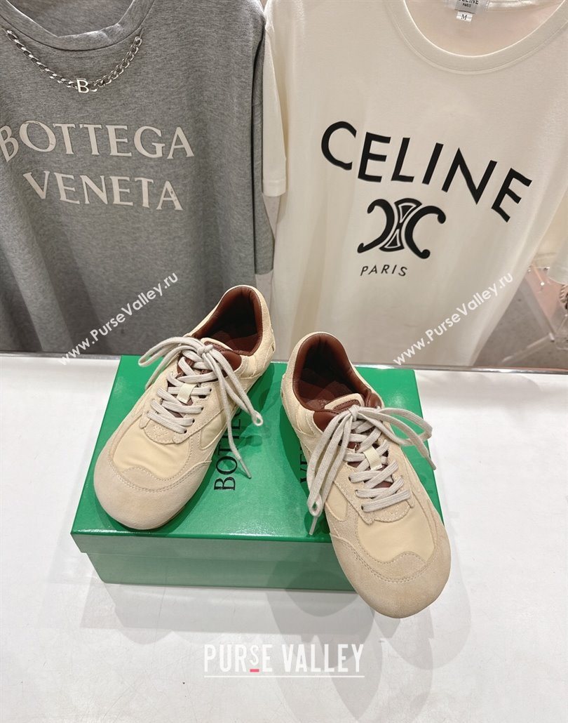 Bottega Veneta Orbit Flash Sneakers in Suede and Nylon Beige 2025 838384 (MD-250604040)