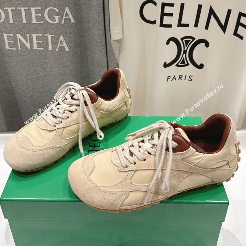 Bottega Veneta Orbit Flash Sneakers in Suede and Nylon Beige 2025 838384 (MD-250604040)
