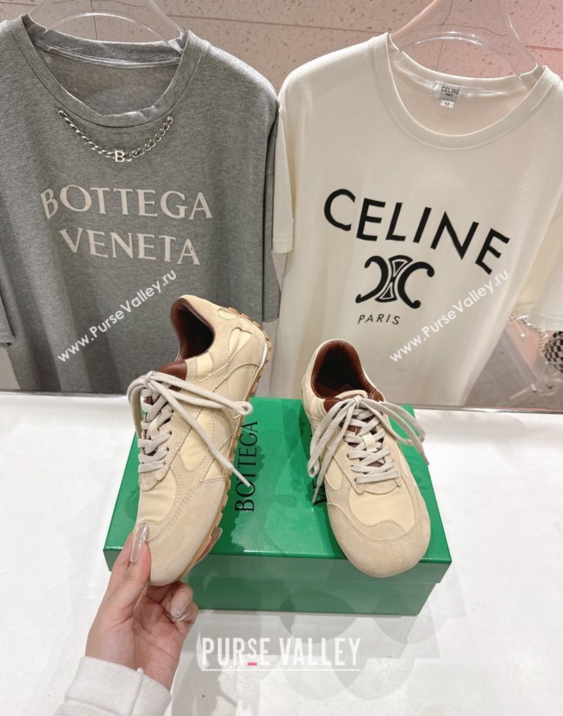 Bottega Veneta Orbit Flash Sneakers in Suede and Nylon Beige 2025 838384 (MD-250604040)