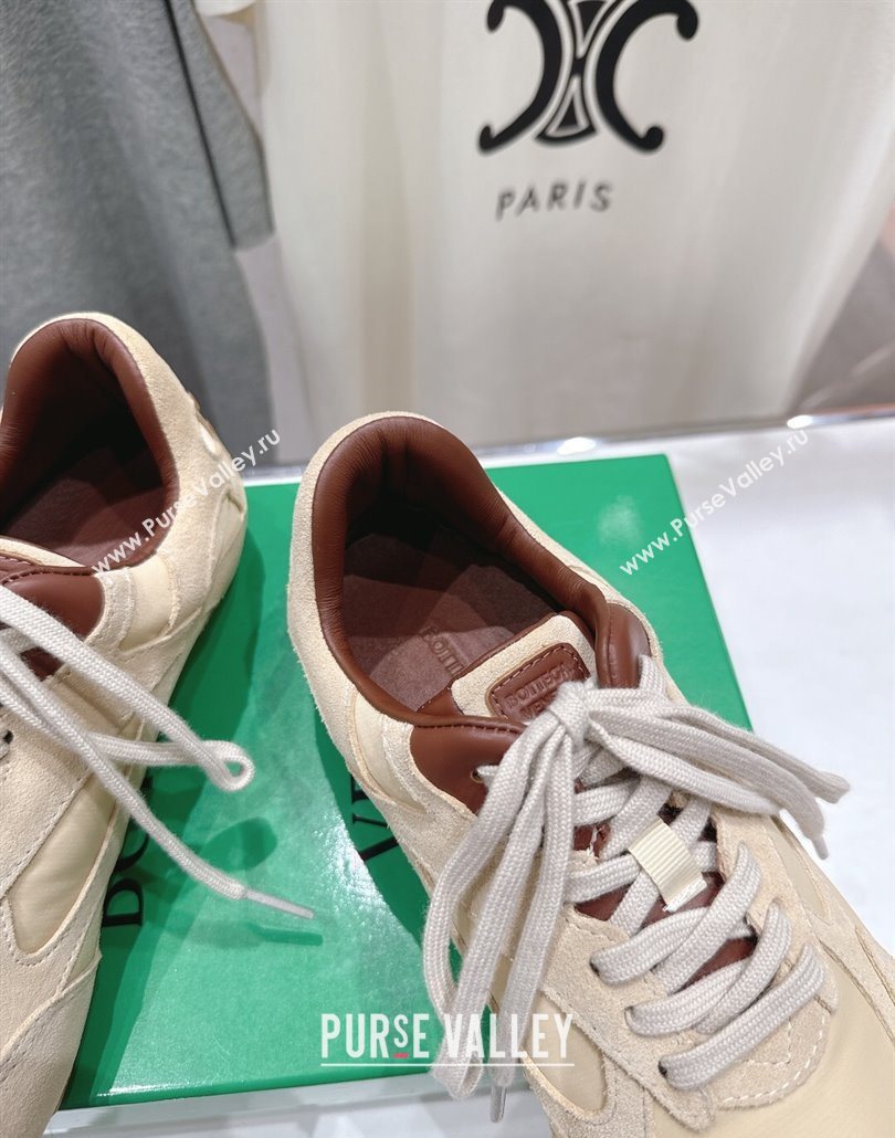 Bottega Veneta Orbit Flash Sneakers in Suede and Nylon Beige 2025 838384 (MD-250604040)