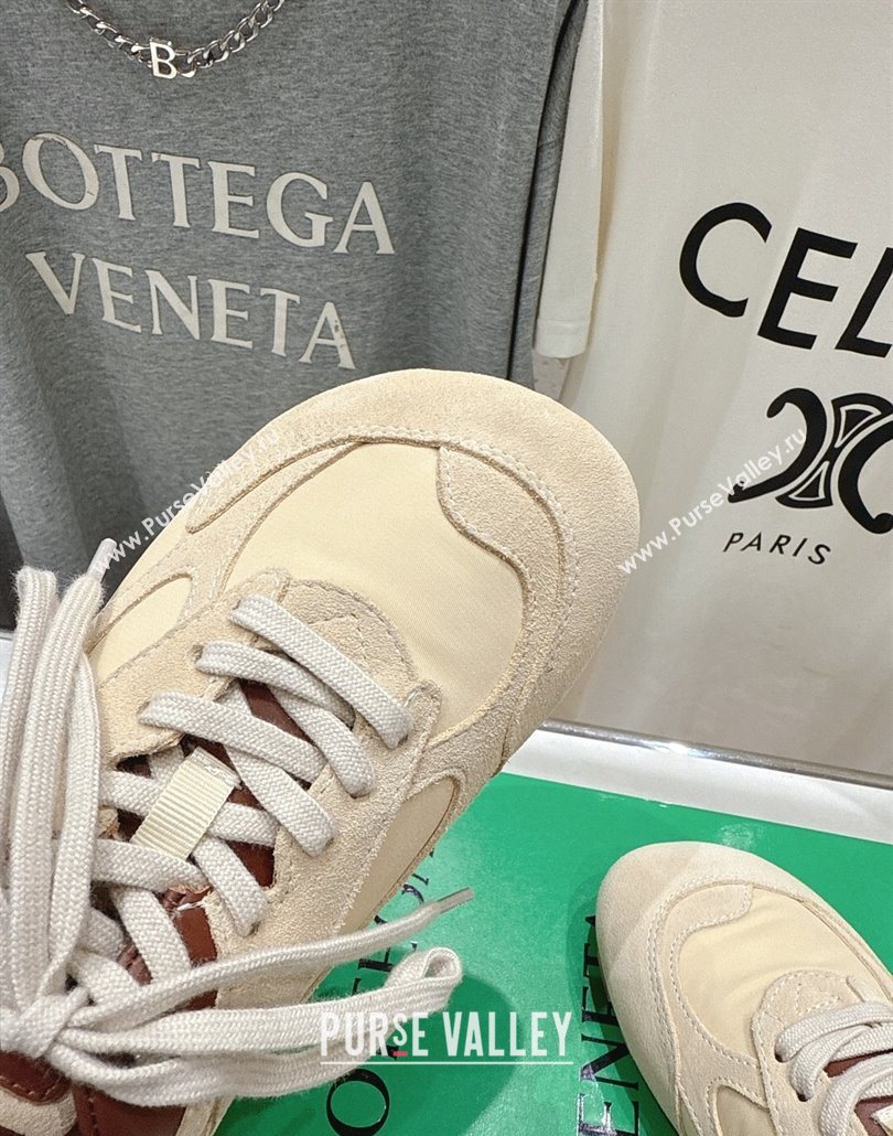 Bottega Veneta Orbit Flash Sneakers in Suede and Nylon Beige 2025 838384 (MD-250604040)