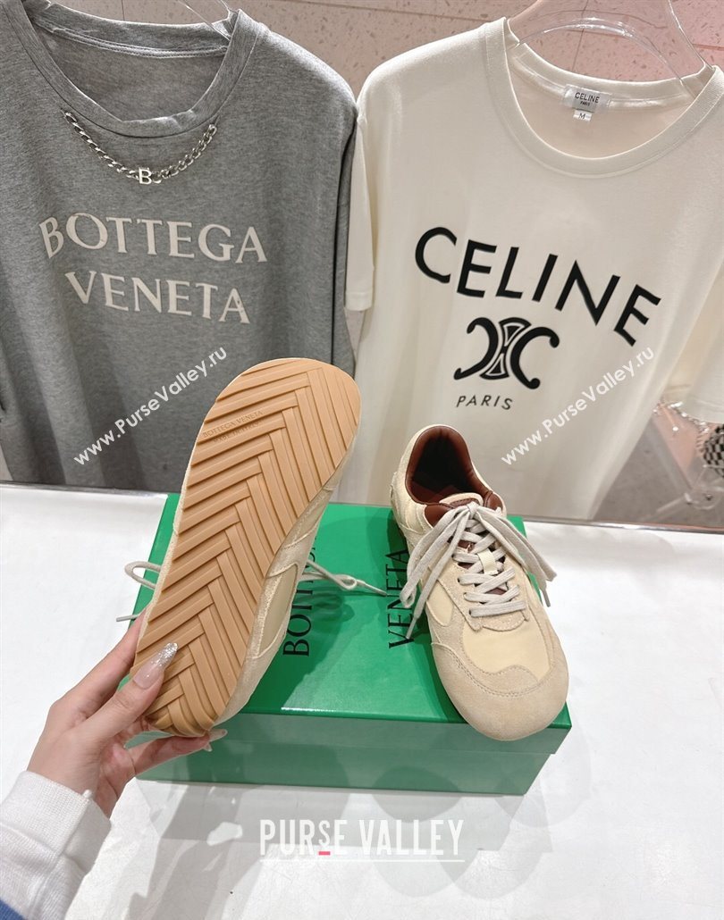 Bottega Veneta Orbit Flash Sneakers in Suede and Nylon Beige 2025 838384 (MD-250604040)