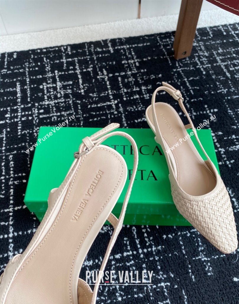 Bottega Veneta Intrecciato Leather Slingback Pumps 4.5cm Nude 2025 BV060401 (syt-250604009)