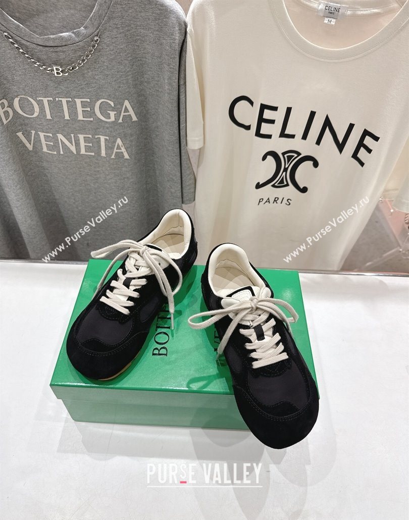 Bottega Veneta Orbit Flash Sneakers in Suede and Nylon Black 2025 838384 (MD-250604041)