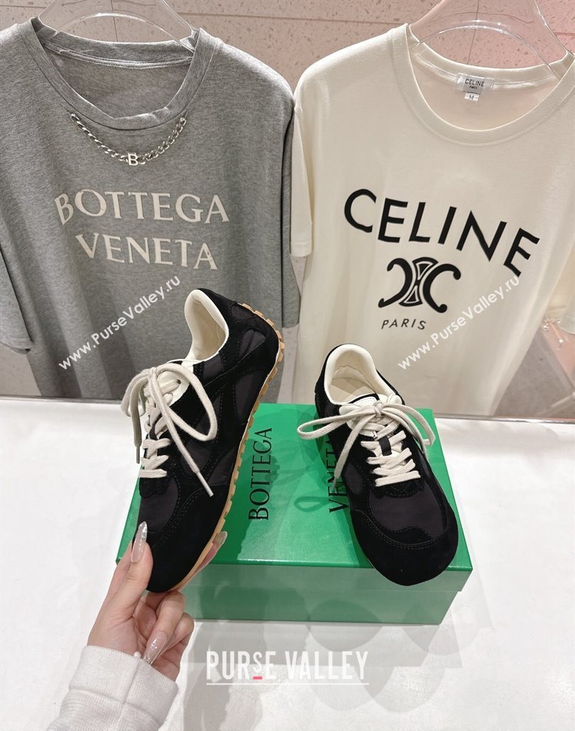Bottega Veneta Orbit Flash Sneakers in Suede and Nylon Black 2025 838384 (MD-250604041)