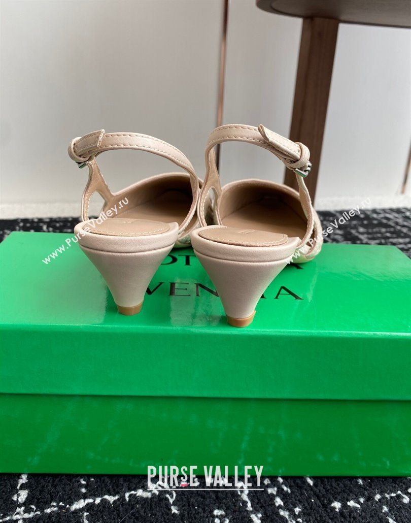 Bottega Veneta Intrecciato Leather Slingback Pumps 4.5cm Nude 2025 BV060401 (syt-250604009)
