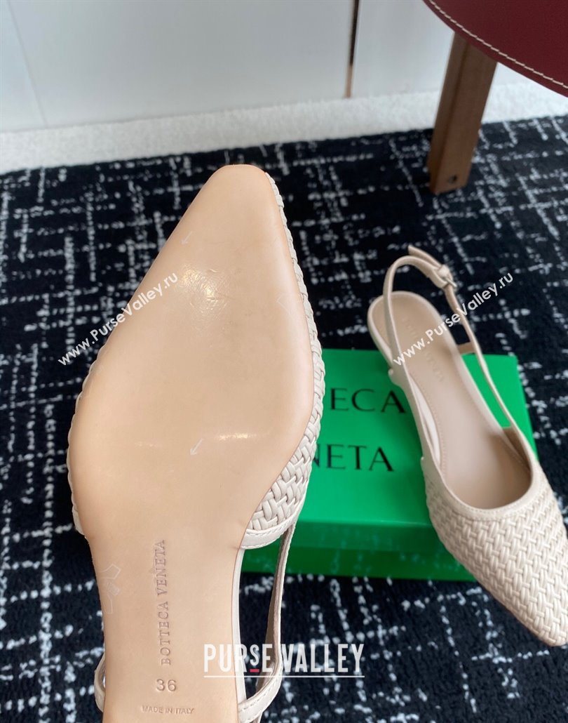 Bottega Veneta Intrecciato Leather Slingback Pumps 4.5cm Nude 2025 BV060401 (syt-250604009)
