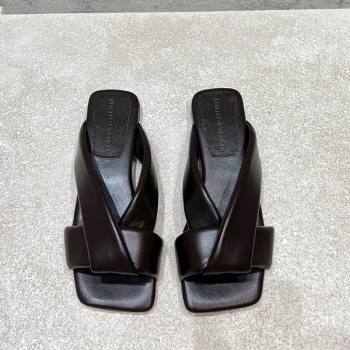 Bottega Veneta Riva Flat Slides Sandal in Shiny Calfskin with Twisted Strap Fondant Brown 2025 (MD-250604044)