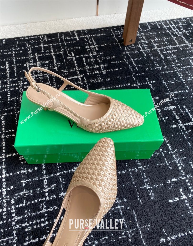 Bottega Veneta Intrecciato Leather Slingback Pumps 4.5cm Gold-Tone 2025 BV060401 (syt-250604006)
