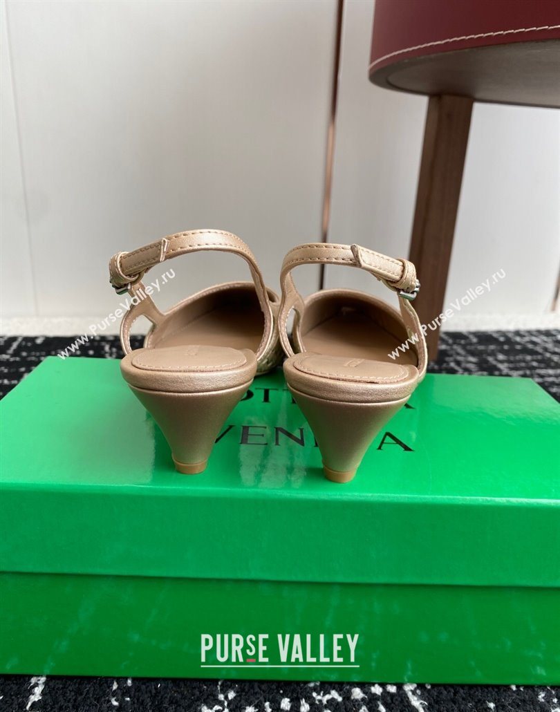 Bottega Veneta Intrecciato Leather Slingback Pumps 4.5cm Gold-Tone 2025 BV060401 (syt-250604006)