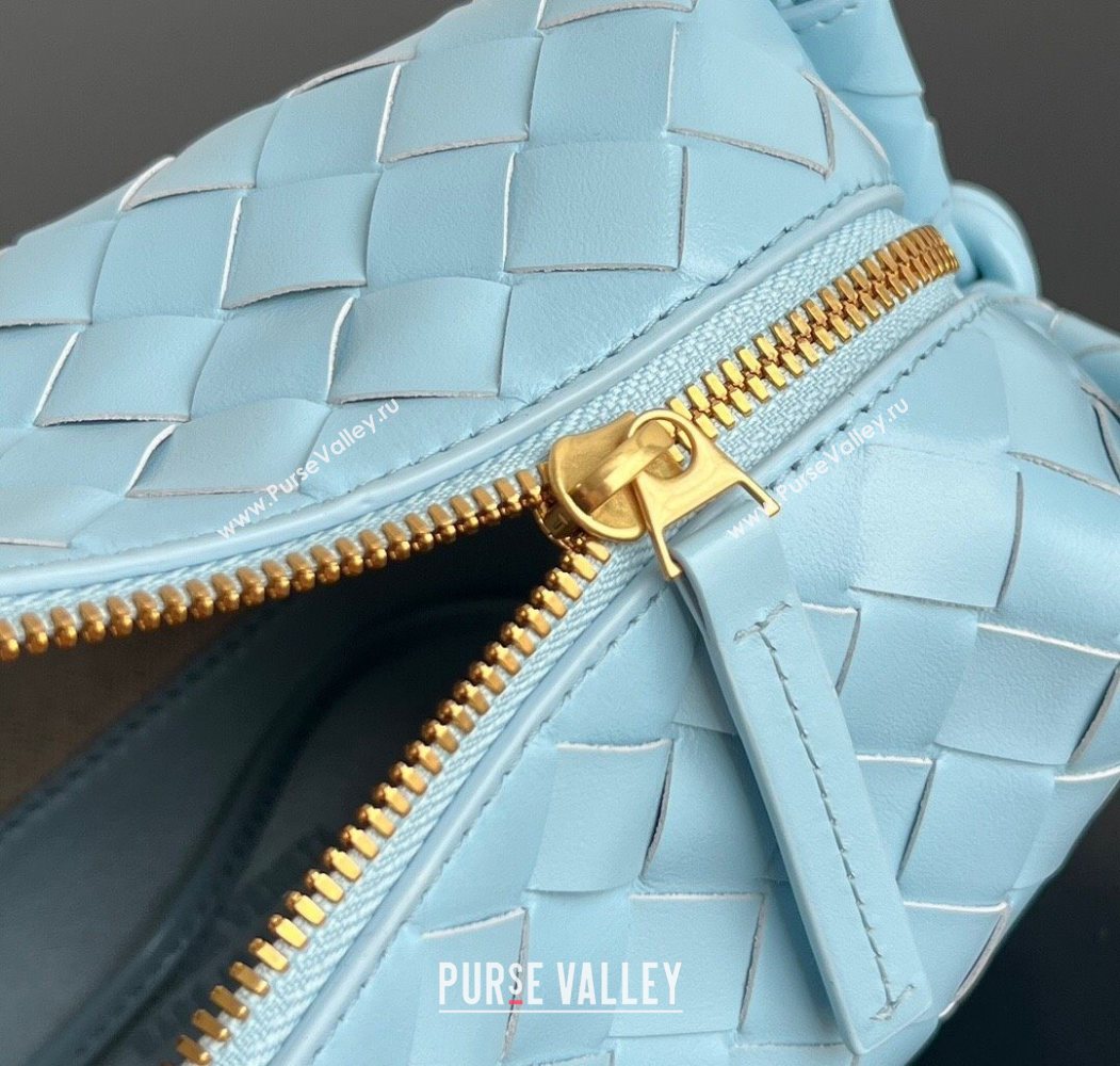 Bottega Veneta Small Loop Cross-Body Bag in Intrecciato Leather 796615 Zenith Blue 2025 (WT-250624036)