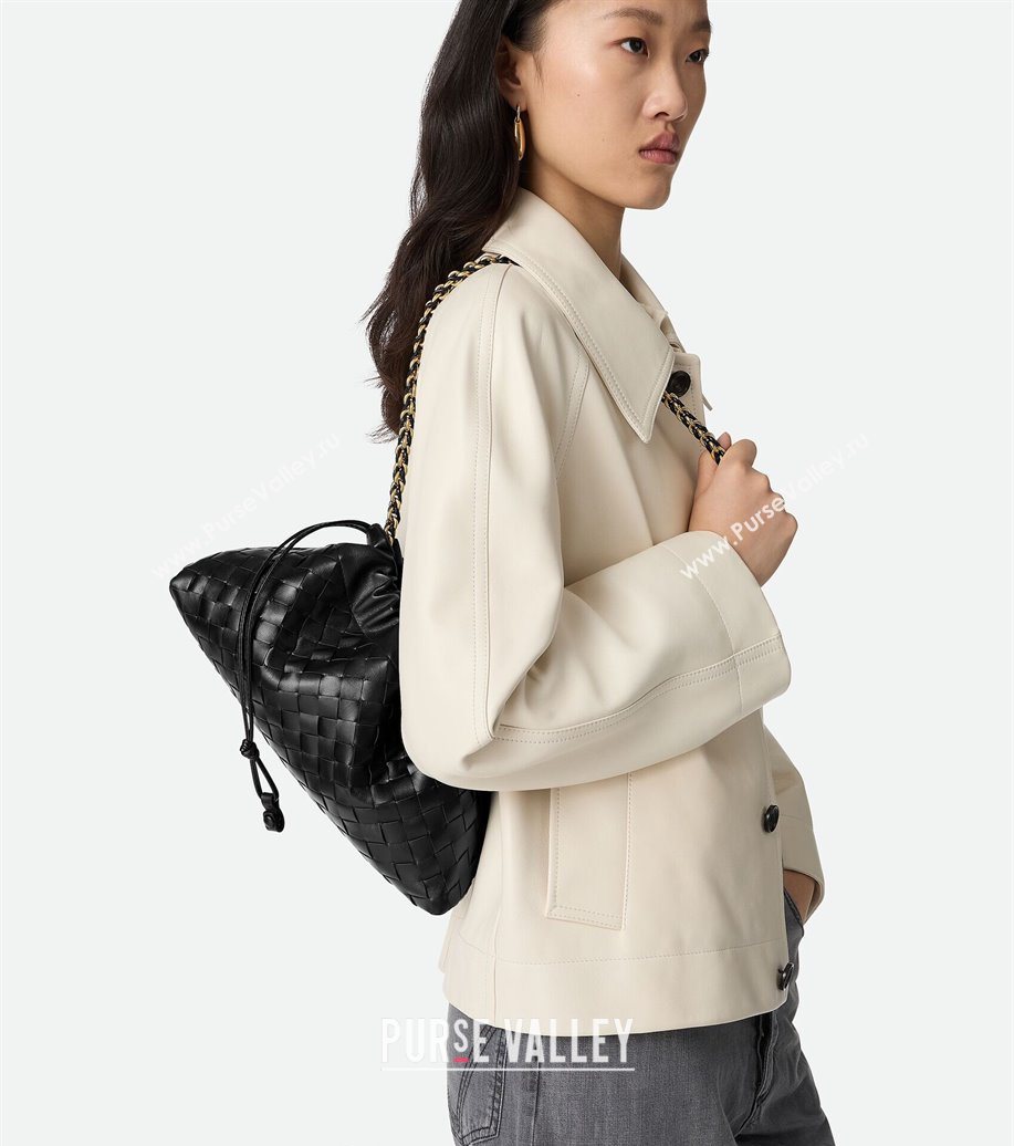 Bottega Veneta Dustbag Notte in Intrecciato Leather Black 2025 839394 (WT-250624037)