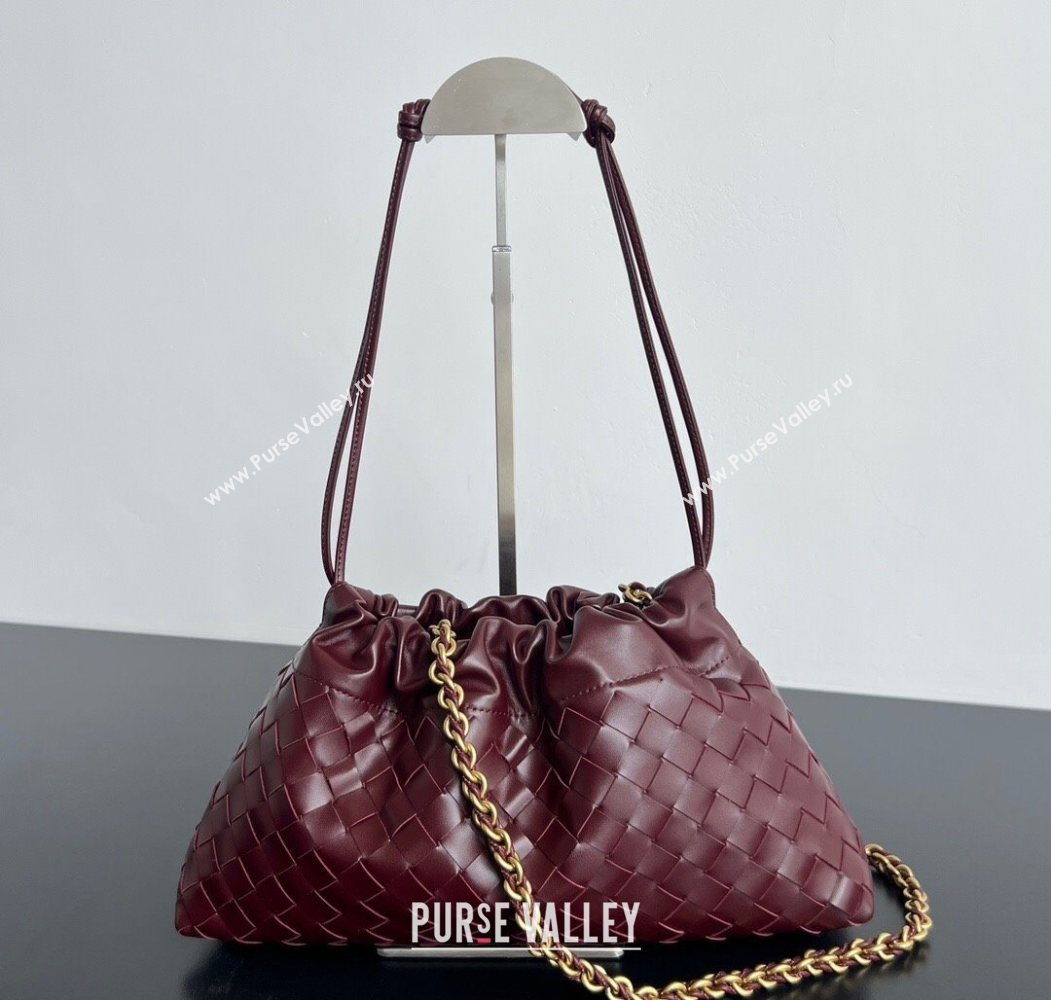 Bottega Veneta Dustbag Notte in Intrecciato Leather Barolo Red 2025 839394 (WT-250624038)