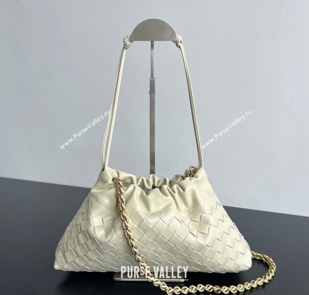 Bottega Veneta Dustbag Notte in Intrecciato Leather Sea salt White 2025 839394 (WT-250624039)
