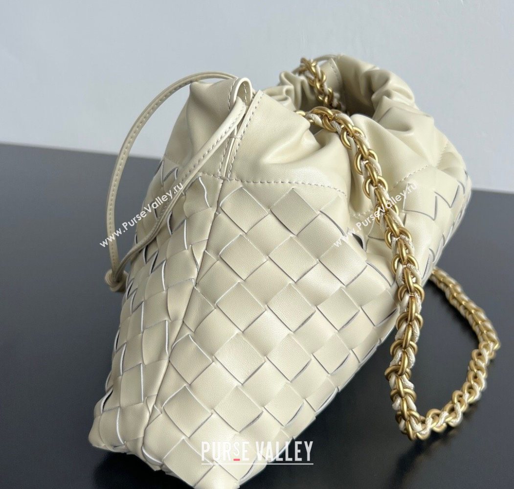 Bottega Veneta Dustbag Notte in Intrecciato Leather Sea salt White 2025 839394 (WT-250624039)