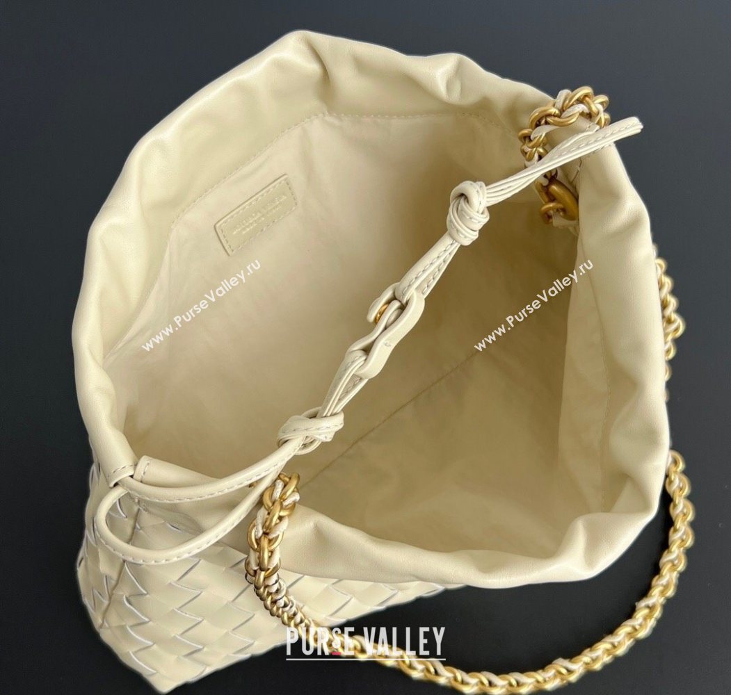 Bottega Veneta Dustbag Notte in Intrecciato Leather Sea salt White 2025 839394 (WT-250624039)