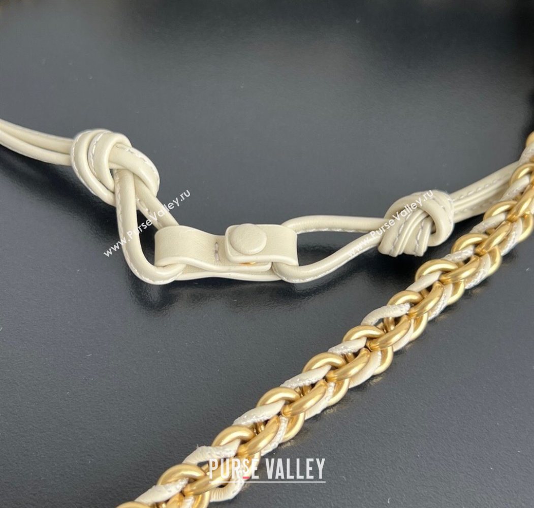 Bottega Veneta Dustbag Notte in Intrecciato Leather Sea salt White 2025 839394 (WT-250624039)