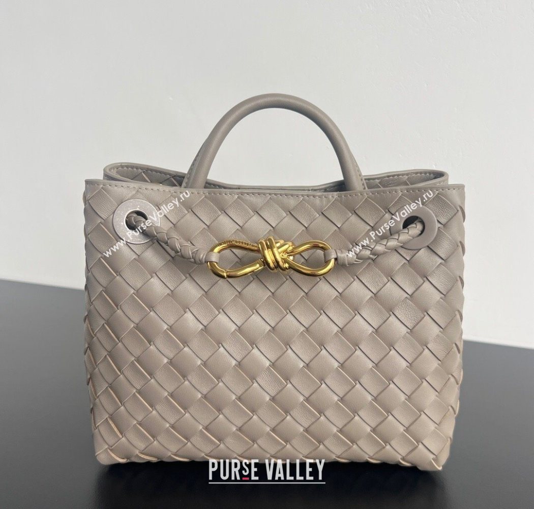 Bottega Veneta Small Andiamo Top Handle Bag in Intrecciato Leather Lime Grey 2025 743568 (WT-250624051)