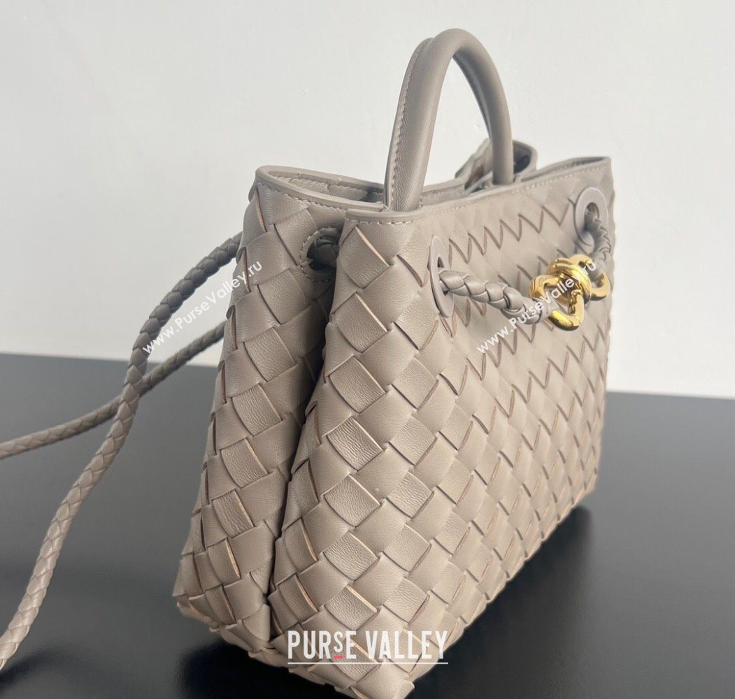 Bottega Veneta Small Andiamo Top Handle Bag in Intrecciato Leather Lime Grey 2025 743568 (WT-250624051)