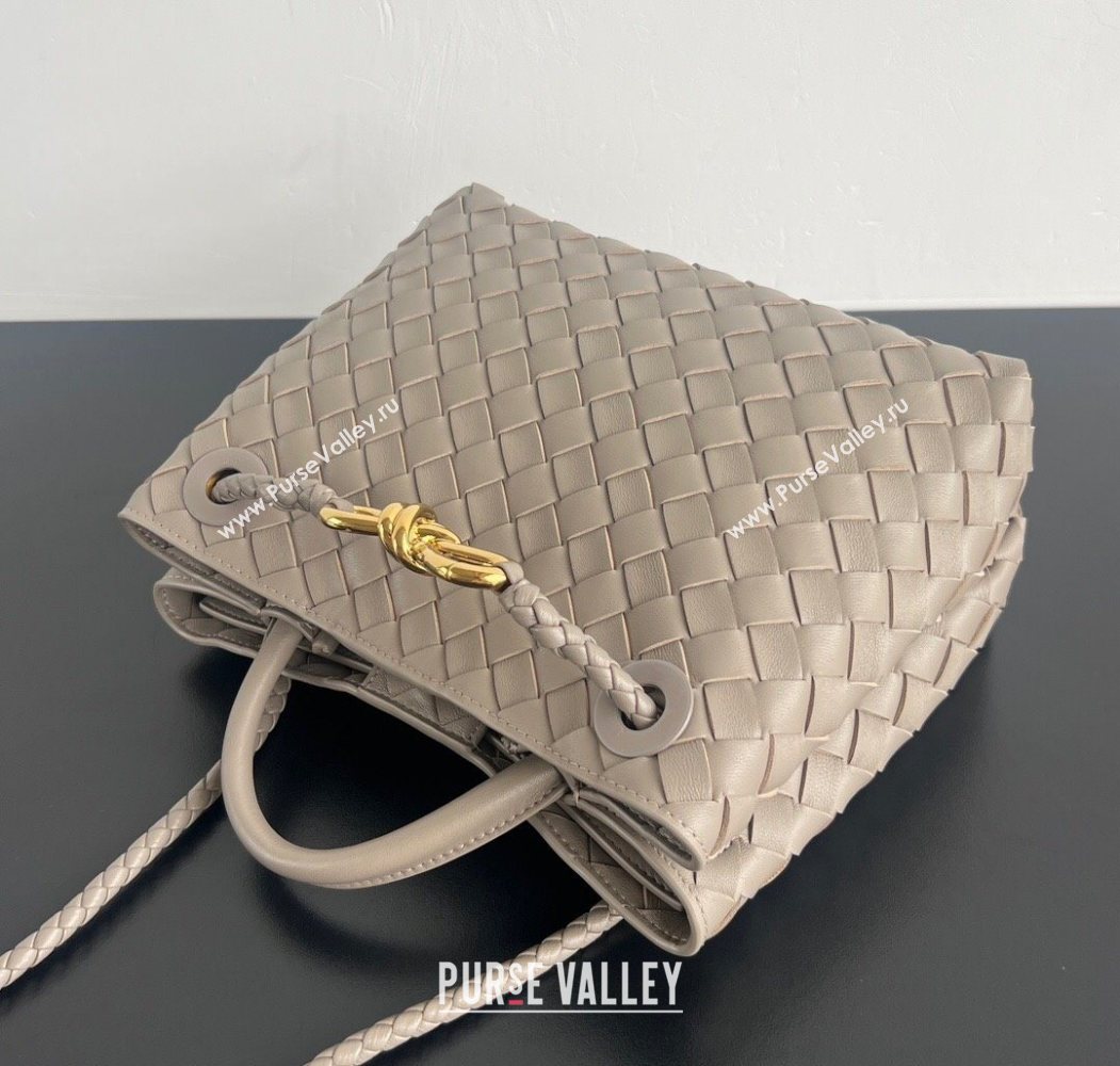 Bottega Veneta Small Andiamo Top Handle Bag in Intrecciato Leather Lime Grey 2025 743568 (WT-250624051)