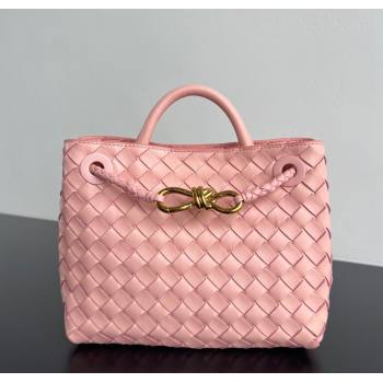 Bottega Veneta Small Andiamo Top Handle Bag in Intrecciato Leather Rose Pink 2025 743568 (WT-250624050)