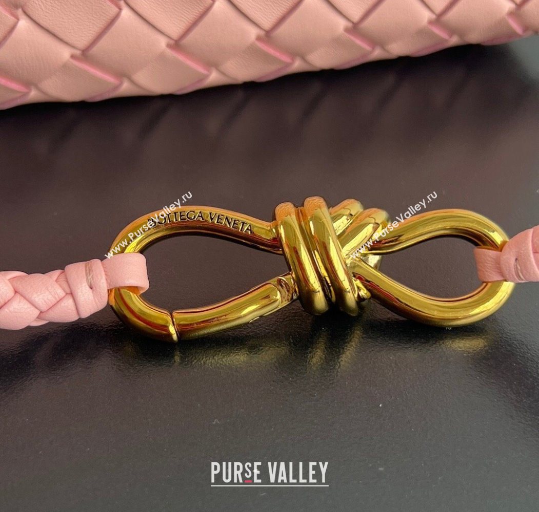 Bottega Veneta Small Andiamo Top Handle Bag in Intrecciato Leather Rose Pink 2025 743568 (WT-250624050)