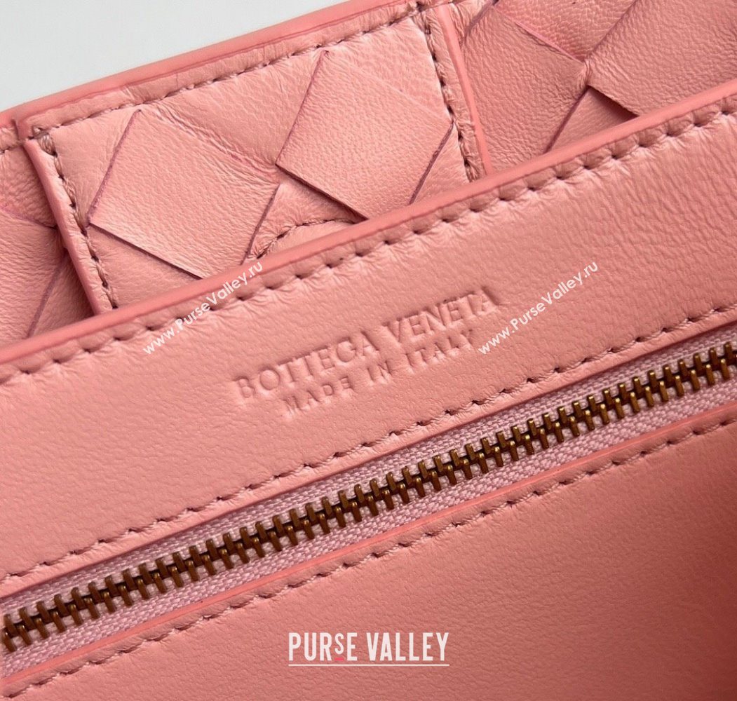 Bottega Veneta Small Andiamo Top Handle Bag in Intrecciato Leather Rose Pink 2025 743568 (WT-250624050)