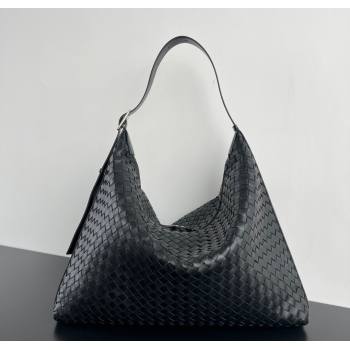 Bottega Veneta Mens Large Traveler Hobo Bag in Intrecciato Leather Black 2025 806976 (WT-250624060)