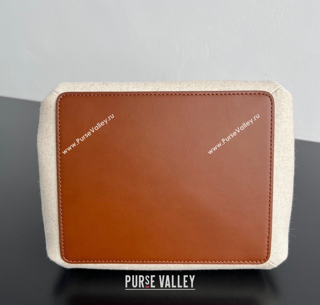 Bottega Veneta Small Parachute Shoulder Bag in Canvas and Leather Natural White/Lightwood Brown 2025 (WT-250624061)
