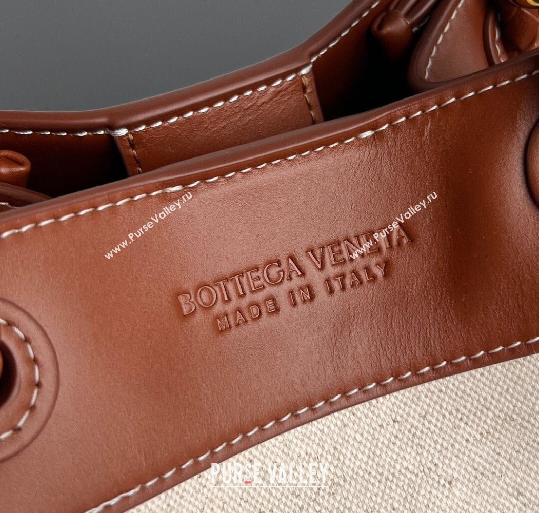 Bottega Veneta Small Parachute Shoulder Bag in Canvas and Leather Natural White/Lightwood Brown 2025 (WT-250624061)