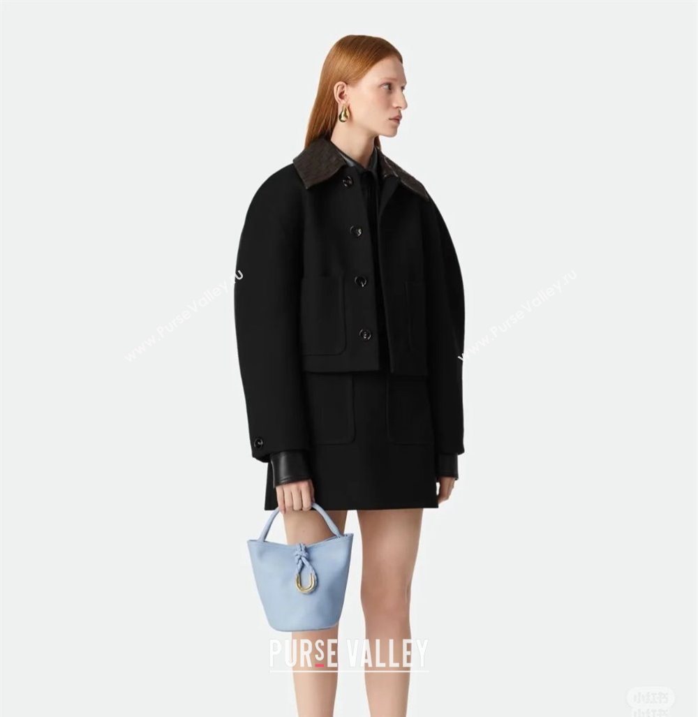 Bottega Veneta Small Liberta Bucket Bag in Smooth Leather 815244 Lunar Blue 2025 (WT-250624064)