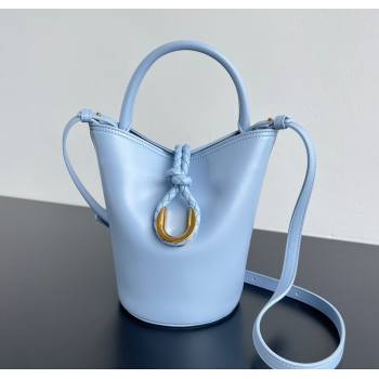 Bottega Veneta Small Liberta Bucket Bag in Smooth Leather 815244 Lunar Blue 2025 (WT-250624064)