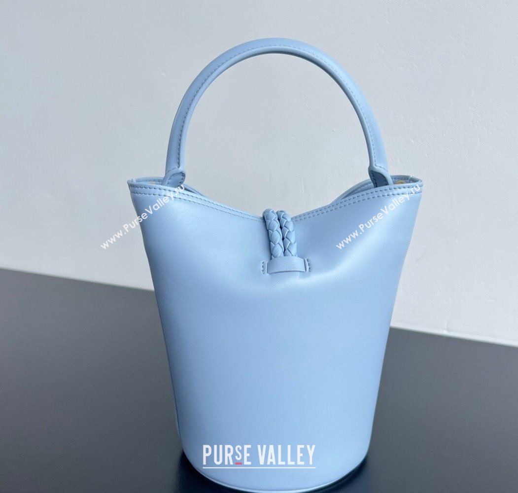 Bottega Veneta Small Liberta Bucket Bag in Smooth Leather 815244 Lunar Blue 2025 (WT-250624064)