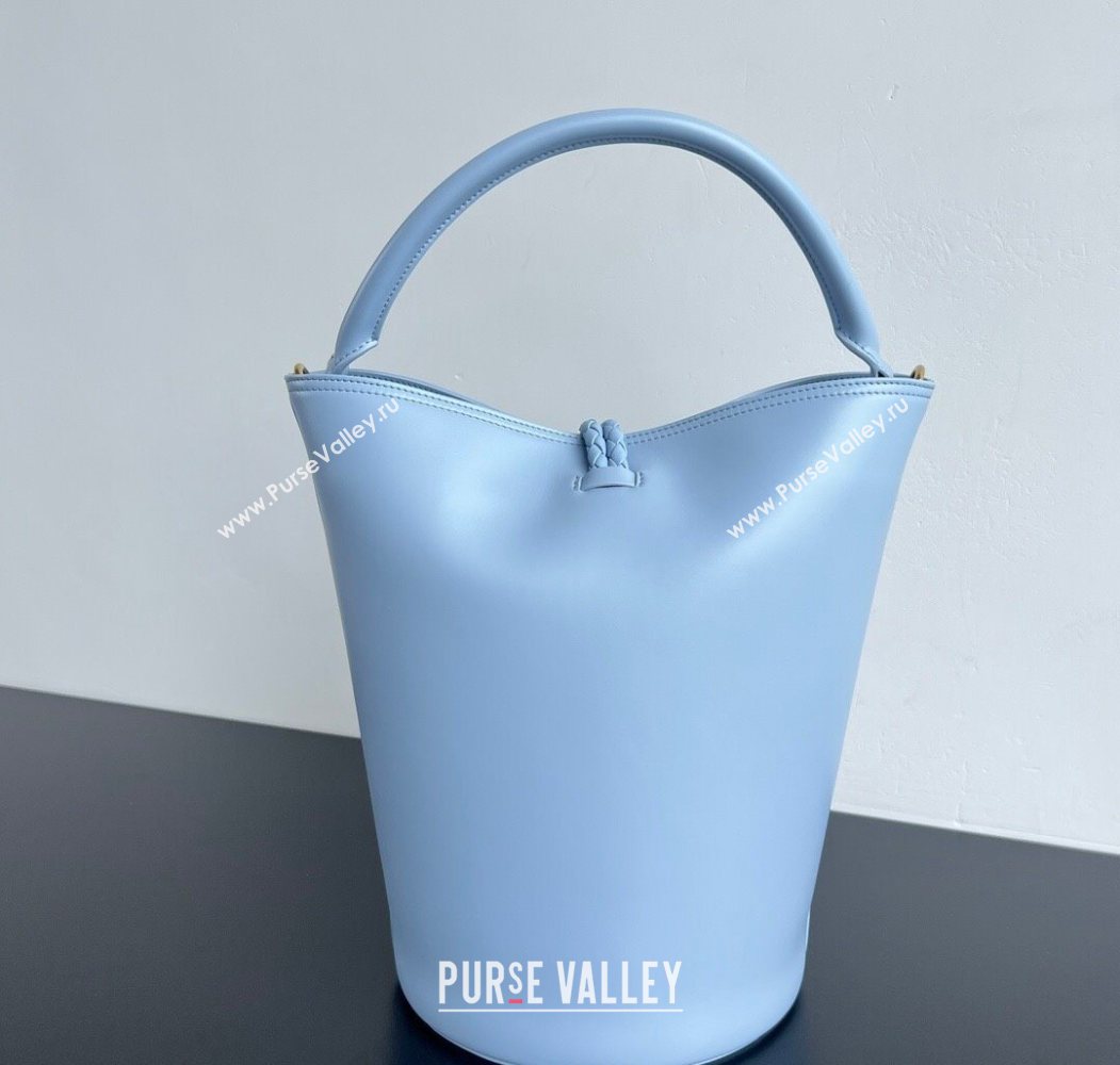 Bottega Veneta Liberta Bucket Bag in Smooth Leather 806038 Lunar Blue 2025 (WT-250624065)