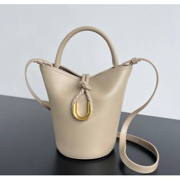 Bottega Veneta Small Liberta Bucket Bag in Smooth Leather 815244 Ecru Beige 2025 (WT-250624062)