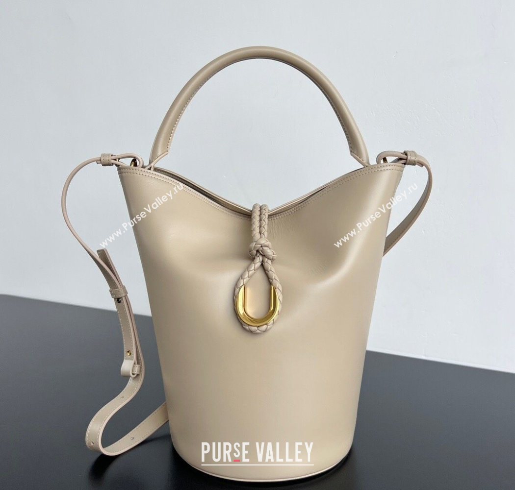 Bottega Veneta Liberta Bucket Bag in Smooth Leather 806038 Ecru Beige 2025 (WT-250624067)