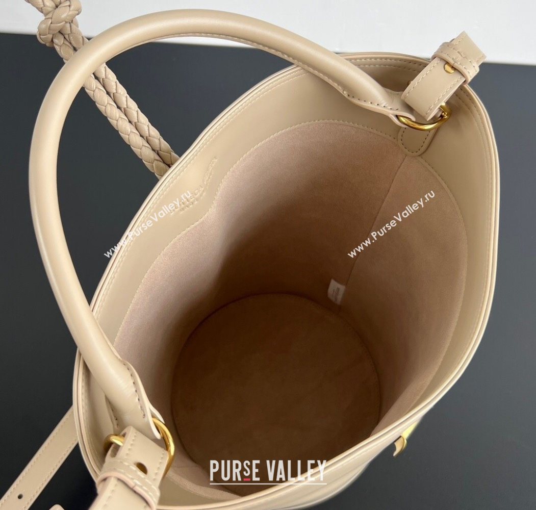 Bottega Veneta Liberta Bucket Bag in Smooth Leather 806038 Ecru Beige 2025 (WT-250624067)
