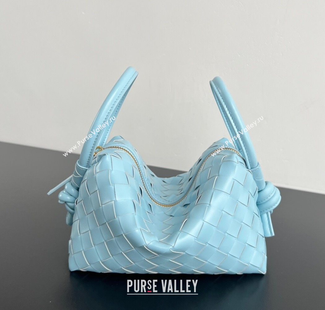 Bottega Veneta Small Loop Cross-Body Bag in Intrecciato Leather 796615 Zenith Blue 2025 (WT-250624036)